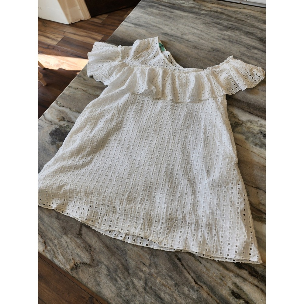 Boutique Womens White Eyelet Small Summer Boho Lace Gameday Dress